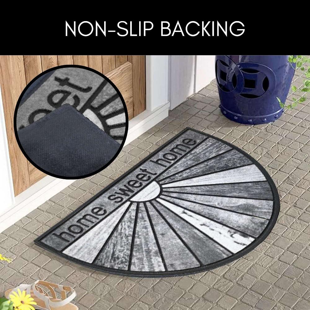 Evideco Home Sweet Home Half Round Door Mat – 30×18 Inch Rubber Outdoor Doormat – Gray Home Accessories Door Mats Outdoor