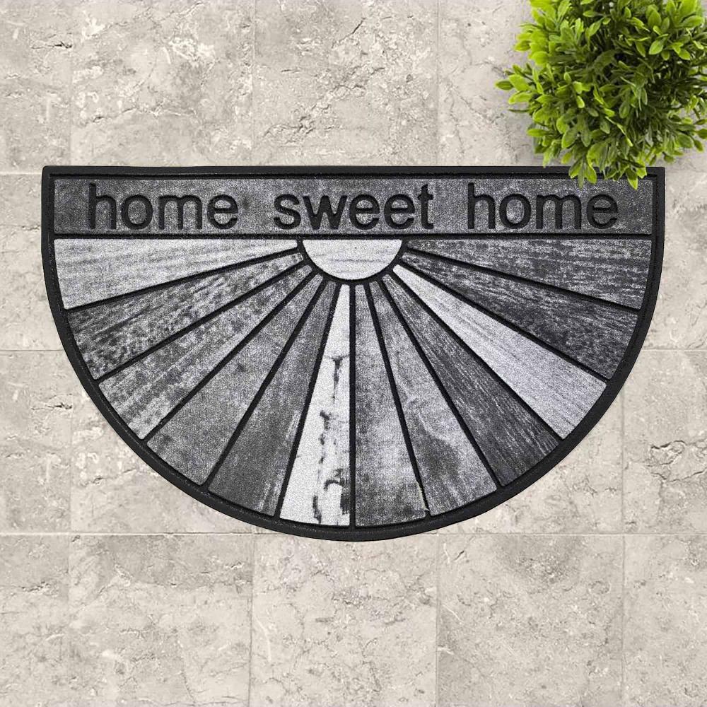 Evideco Home Sweet Home Half Round Door Mat – 30×18 Inch Rubber Outdoor Doormat – Gray Home Accessories Door Mats Outdoor
