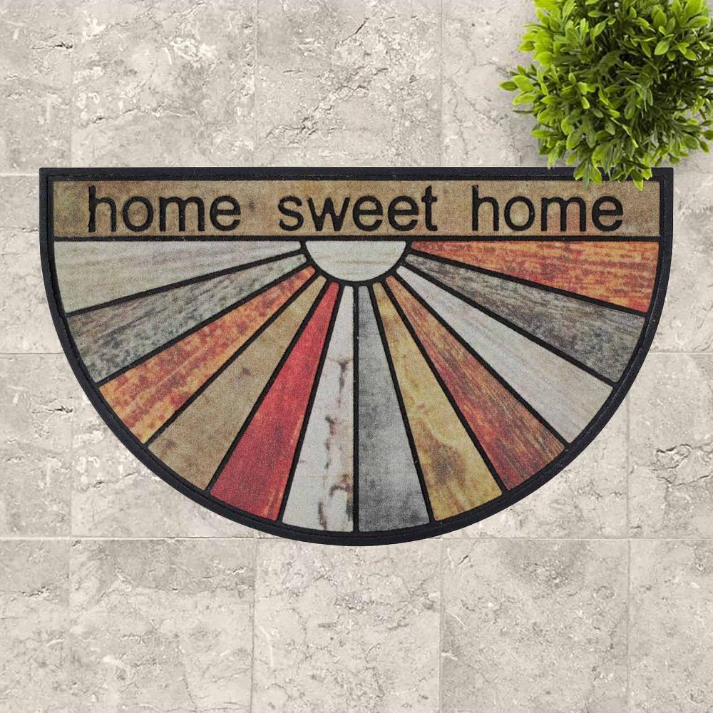 Evideco Home Sweet Home Half Round Door Mat – 30×18 Inch Rubber Outdoor Doormat – Multicolor Home Accessories Door Mats Outdoor