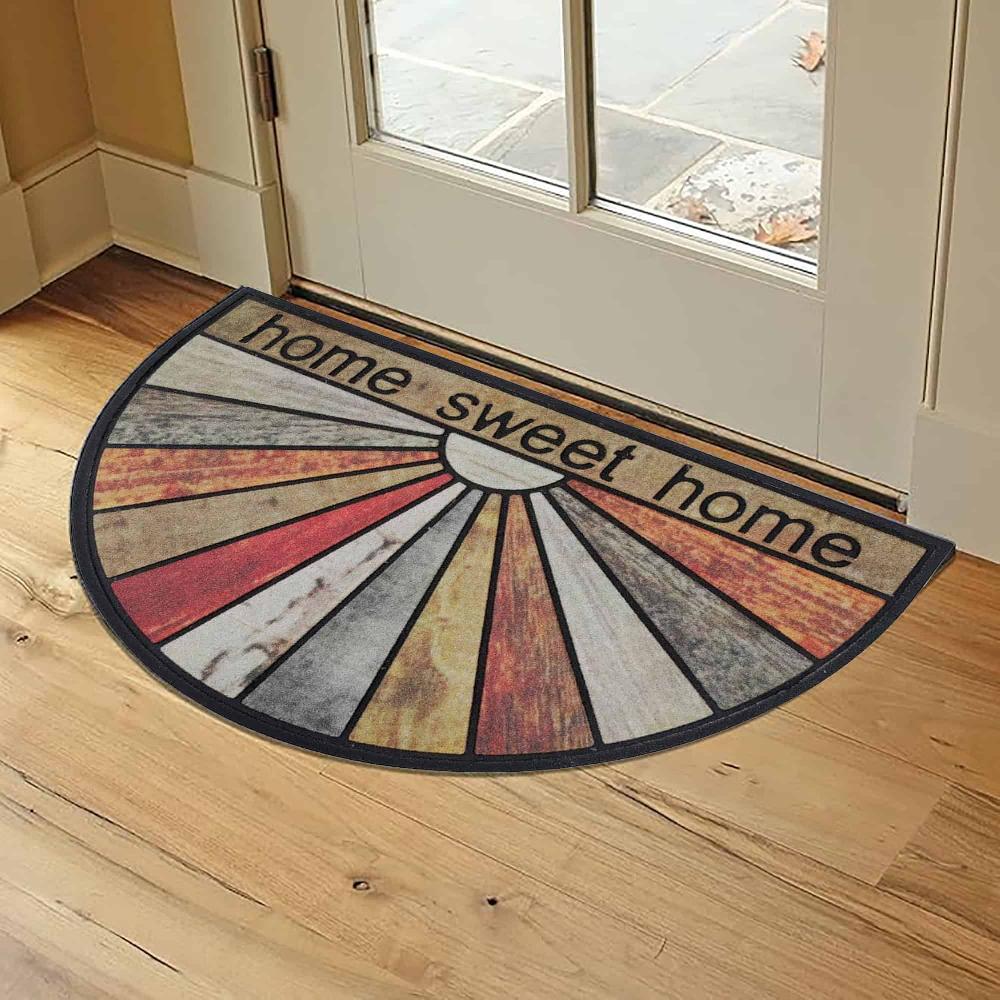 evideco Home Sweet Home Half Round Door Mat – 30×18 Inch Rubber Outdoor Doormat – Multicolor Home Accessories Door Mats Outdoor