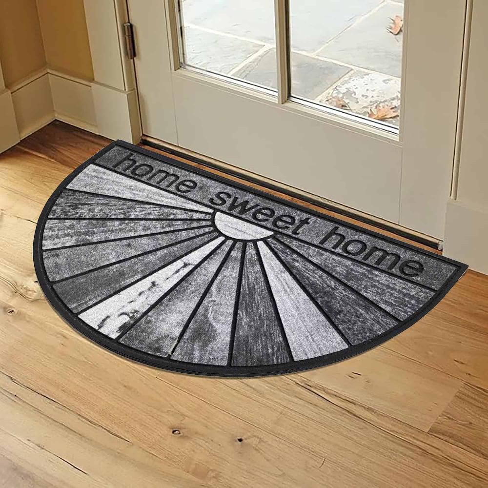 Evideco Home Sweet Home Half Round Door Mat – 30×18 Inch Rubber Outdoor Doormat – Gray Home Accessories Door Mats Outdoor