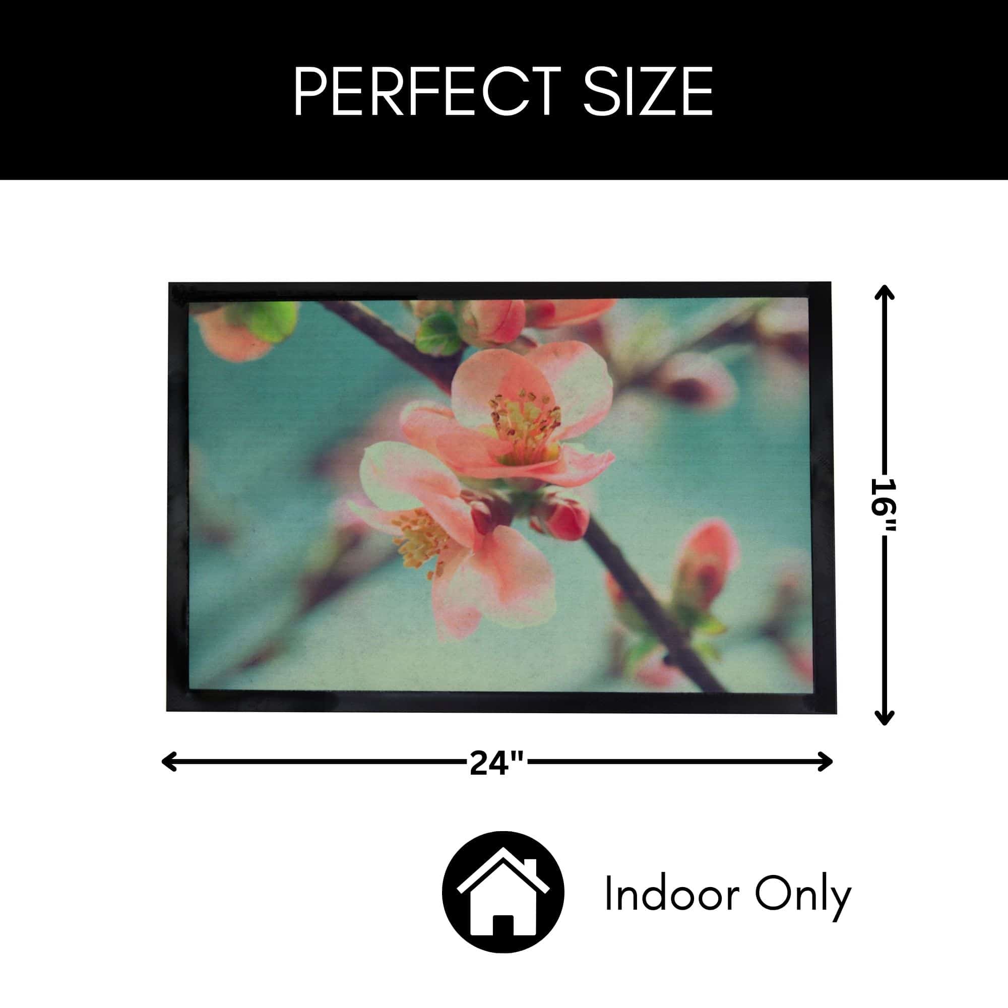 Evideco Indoor Printed Door Mat Flower PVC Polyester Rug 24×16 Pink Home Accessories Door Mats Indoor