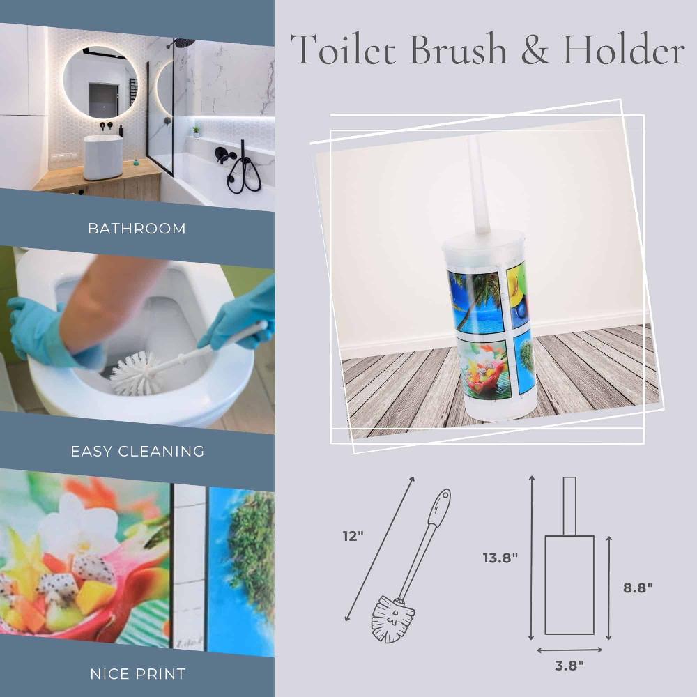 Evideco Island Bathroom Accessory Set – Decorative Plastic Waste Basket And Toilet Brush Bathroom Accessories Bath Coordinate Sets
