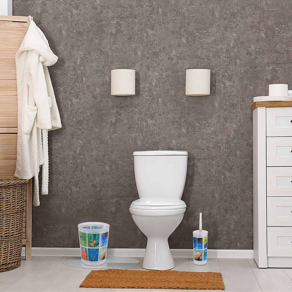 Evideco Island Bathroom Accessory Set – Decorative Plastic Waste Basket And Toilet Brush Bathroom Accessories Bath Coordinate Sets
