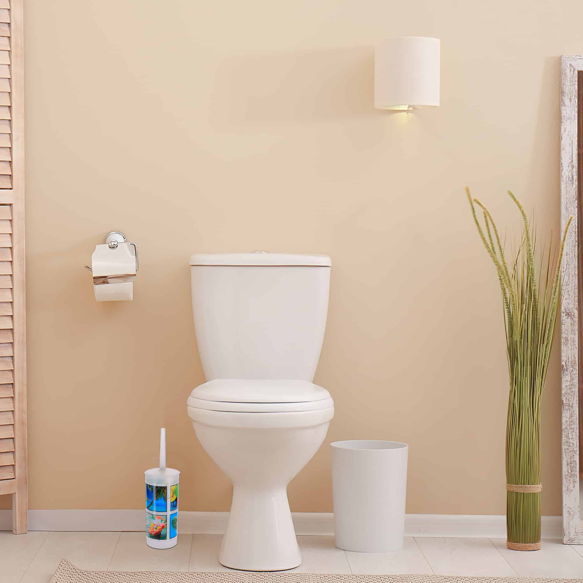 Evideco Island Toilet Brush And Holder – Decorative Plastic Bathroom Accessory Toilet Seats & Accessories Toilet Brushes