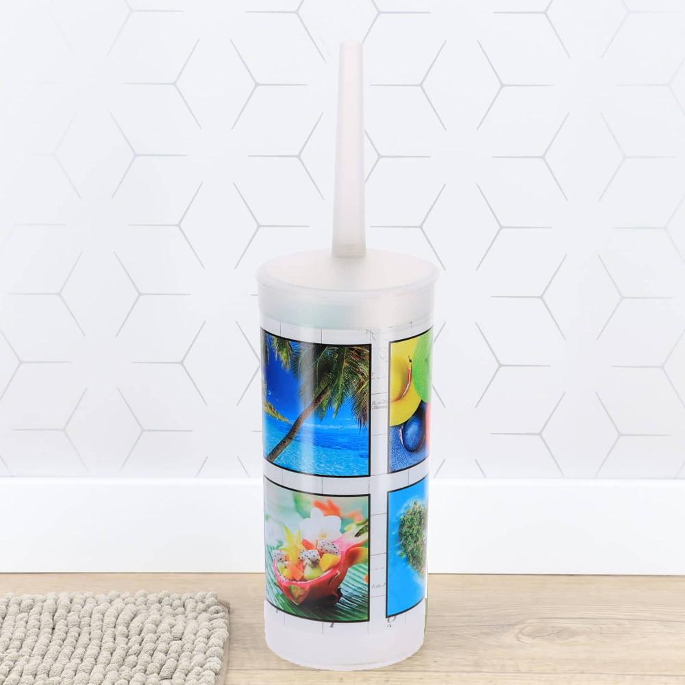 evideco Island Toilet Brush and Holder – Decorative Plastic Bathroom Accessory Toilet Seats & Accessories Toilet Brushes