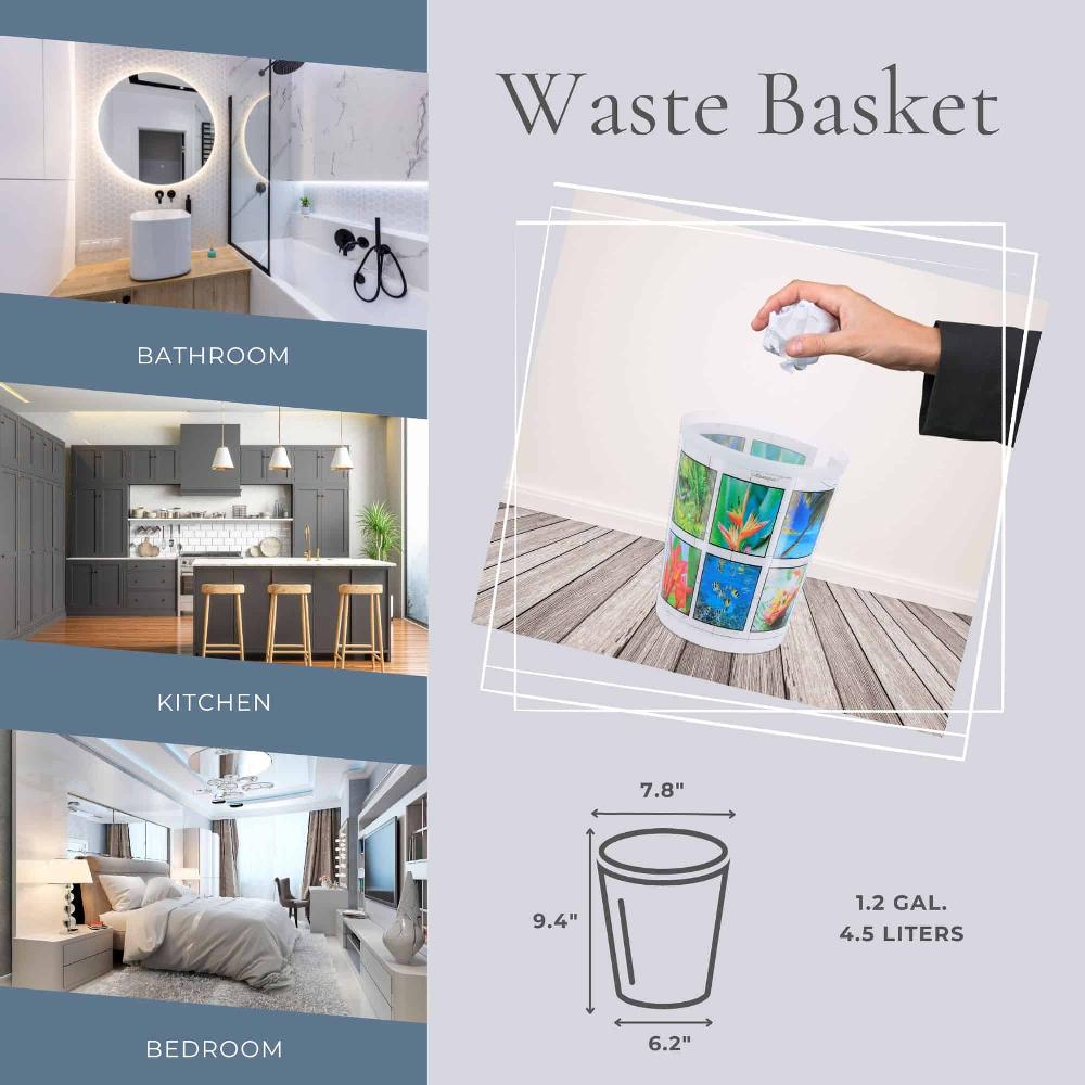Evideco Island Waste Basket – 4.5L Decorative Plastic Trash Can For Home And Office Toilet Seats & Accessories Toilet Wastebaskets Design & Solid