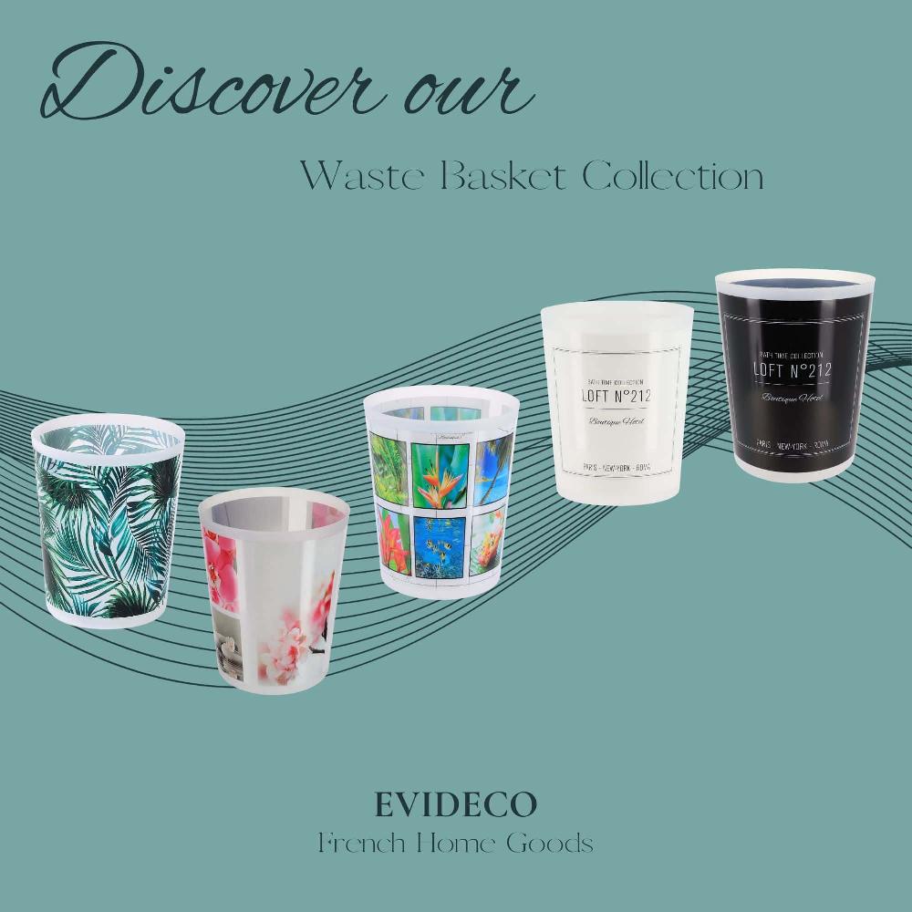 Evideco Island Waste Basket – 4.5L Decorative Plastic Trash Can For Home And Office Toilet Seats & Accessories Toilet Wastebaskets Design & Solid