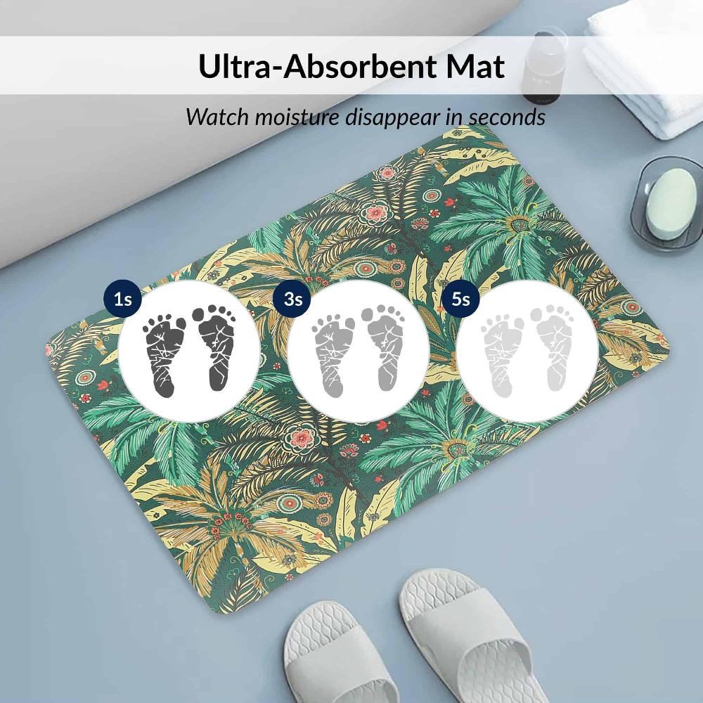 Evideco Jungle Bloom Bath Mat 24×18 – Ultra Absorbent Quick Dry Rug With Anti-Slip Rubber Backing Bathroom Mats & Rugs Bath Rugs