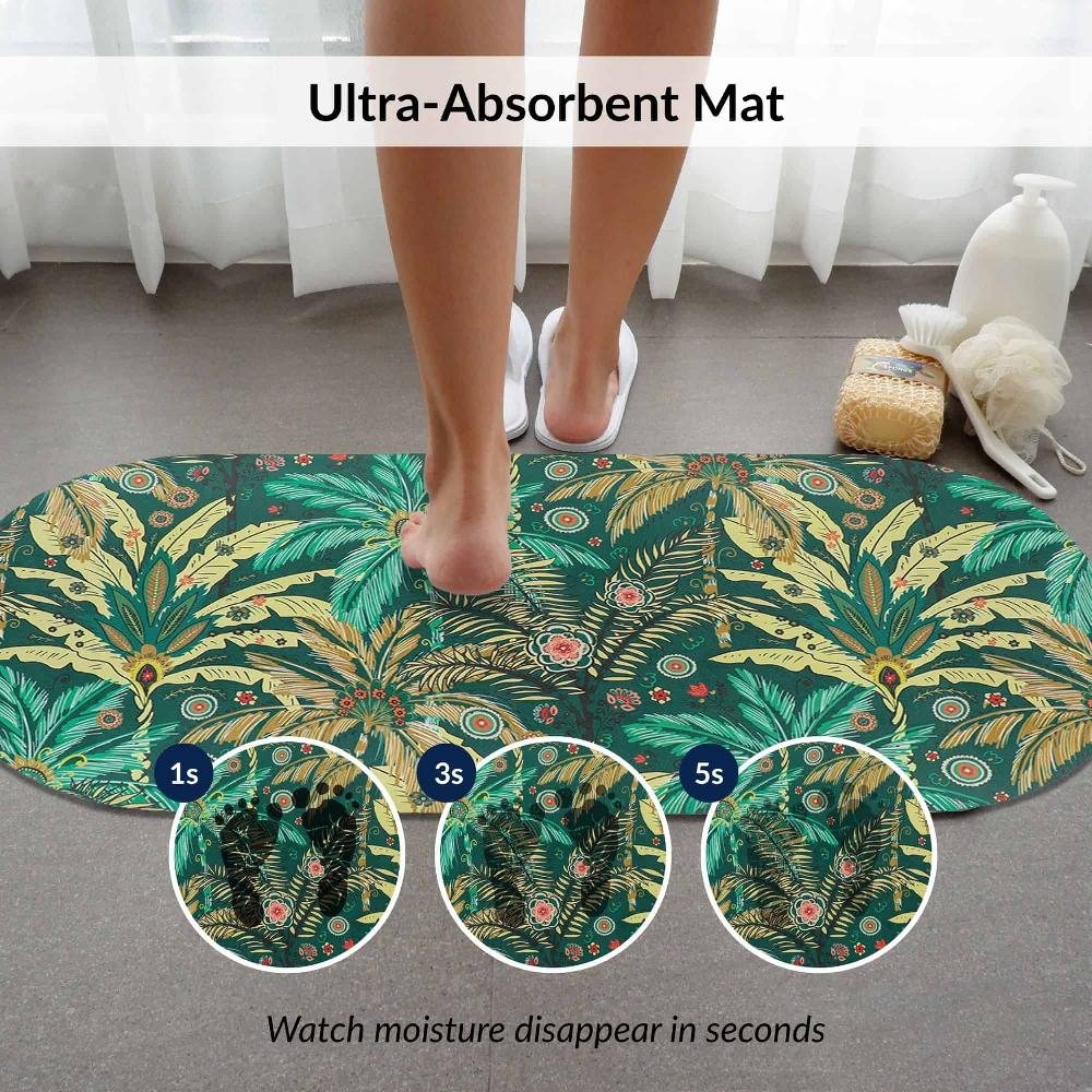 Evideco Jungle Bloom Runner Bath Mat 40×18 – Ultra Absorbent Quick Dry Rug With Anti-Slip Rubber Backing Bathroom Mats & Rugs Bath Mat Runners