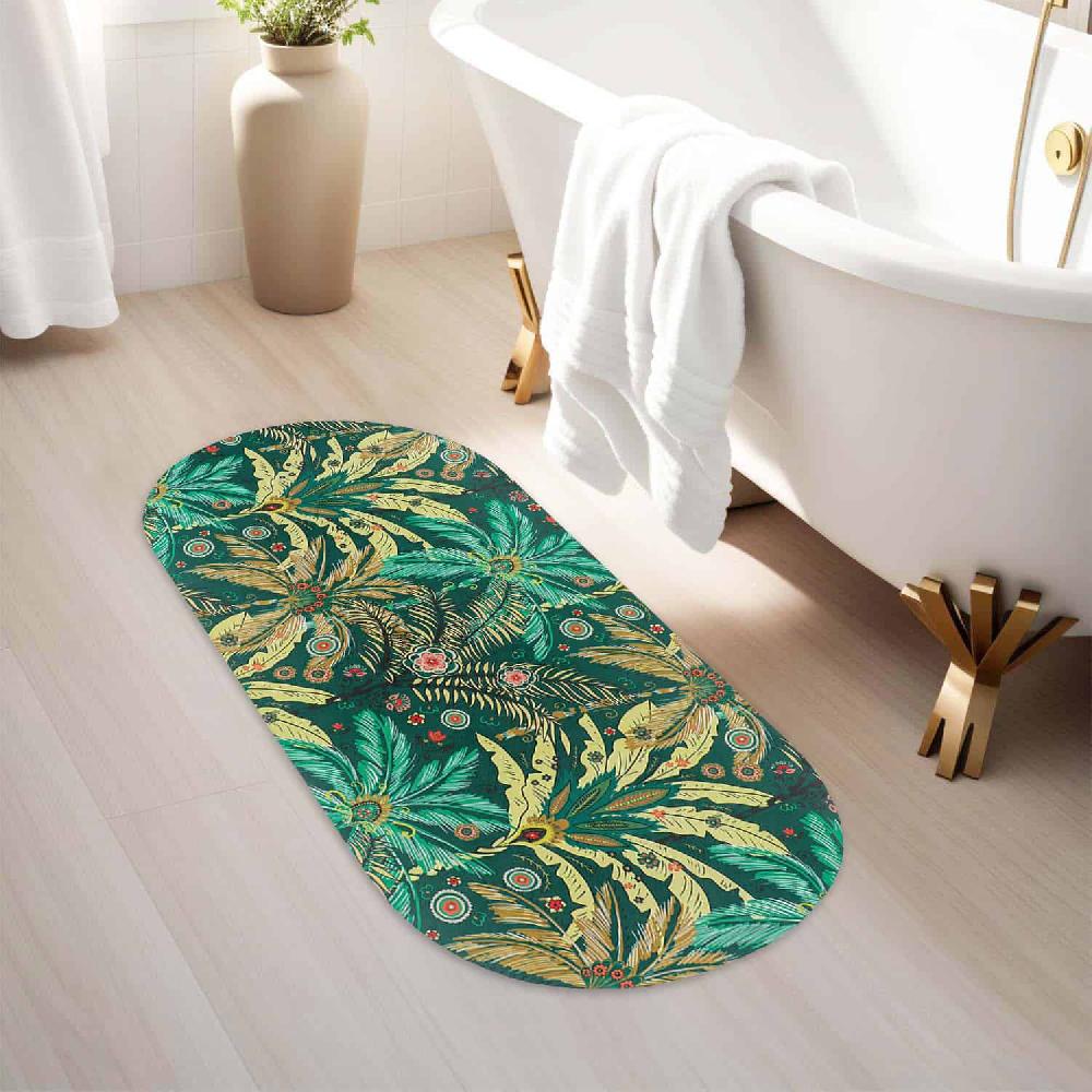 evideco Jungle Bloom Runner Bath Mat 40×18 – Ultra Absorbent Quick Dry Rug with Anti-Slip Rubber Backing Bathroom Mats & Rugs Bath Mat Runners