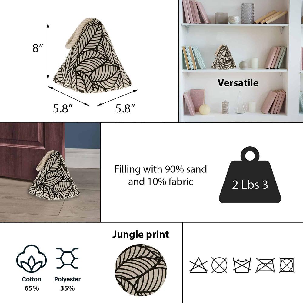 Evideco Jungle Print Cotton Weighted Bag Door Stop 2.3 Lbs Black Home Accessories Door Stops
