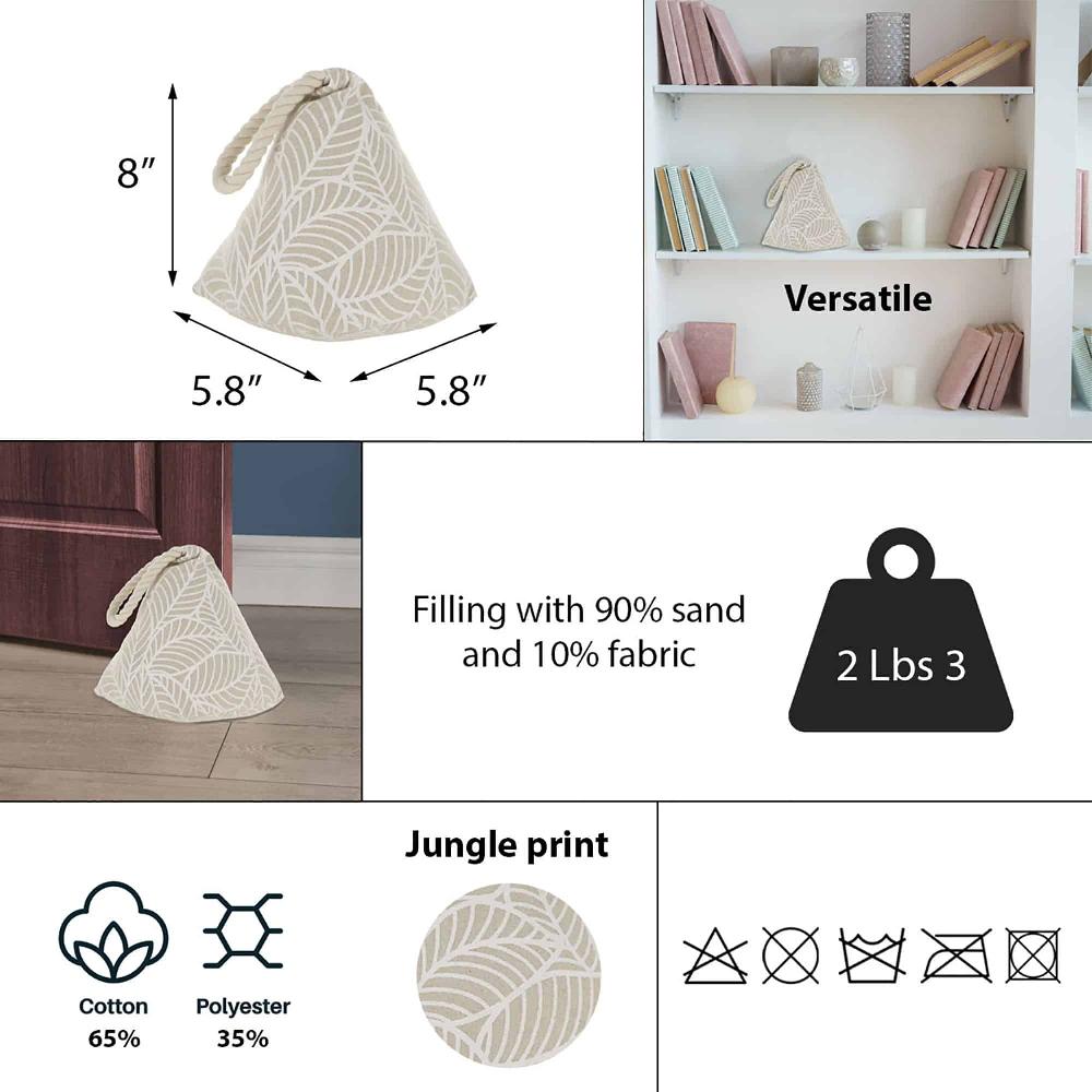 Evideco Jungle Print Cotton Weighted Bag Door Stop 2.3 Lbs White Home Accessories Door Stops