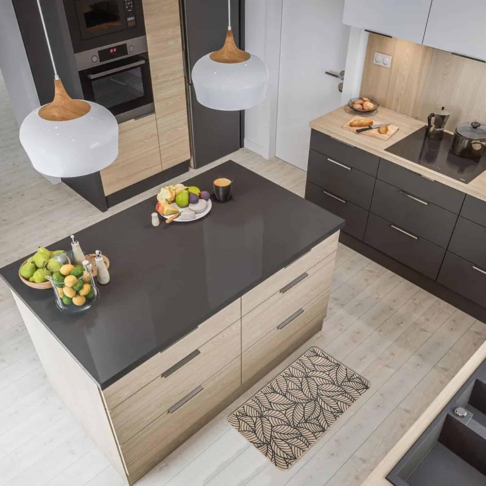 evideco Jungle Printed Kitchen Mat 32″ x 20″ – Beige Leaves Design – Stylish & Durable – Ideal for Homeowners & Renters – Non Slip & Comfort Floor Mat Home Accessories Kitchen Mats