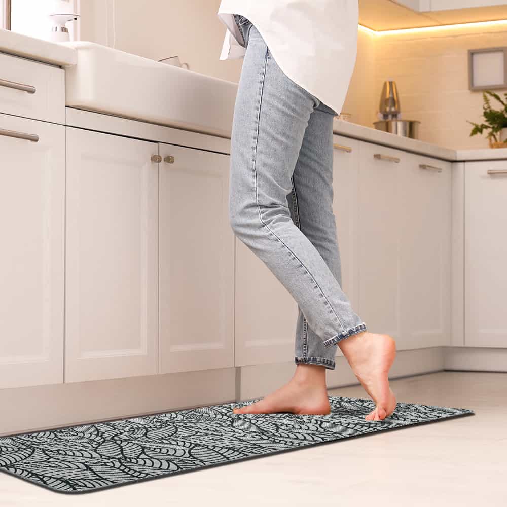 Evideco Jungle Printed Kitchen Runner Mat 47″ X 20″ – Gray Leaves Design – Stylish & Durable – Ideal For Homeowners & Renters – Non Slip & Comfort Floor Mat Home Accessories Kitchen Mats