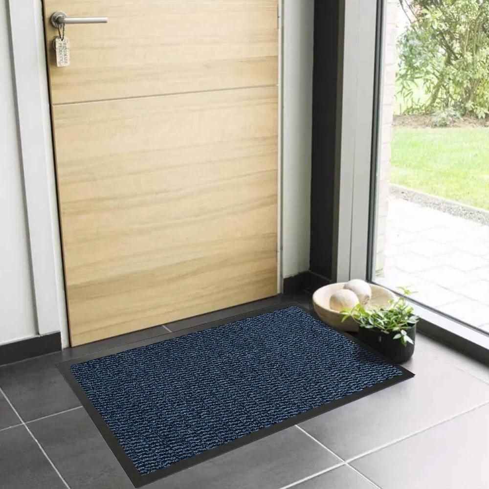 evideco Large Blue Non-Slip Rubber Door Mat – 48″ x 32″ Heavy-Duty Ideal for Hallways and Entrances Home Accessories Door Mats Indoor
