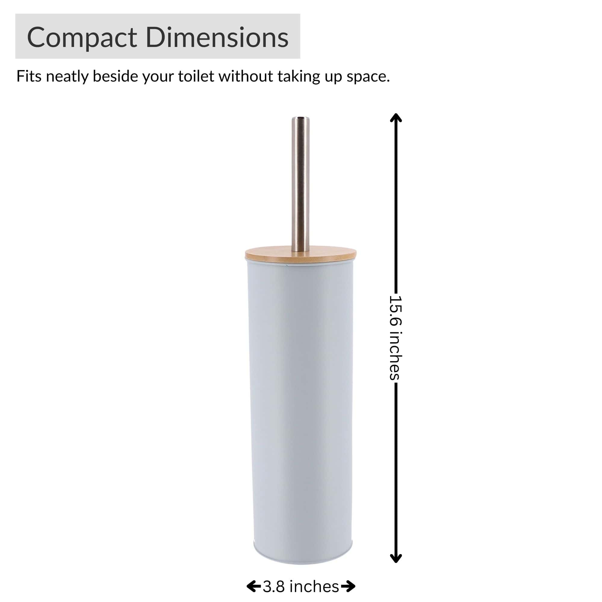 Evideco Light Blue Metal Toilet Brush And Holder Set With Bamboo Lid Toilet Seats & Accessories Toilet Brushes