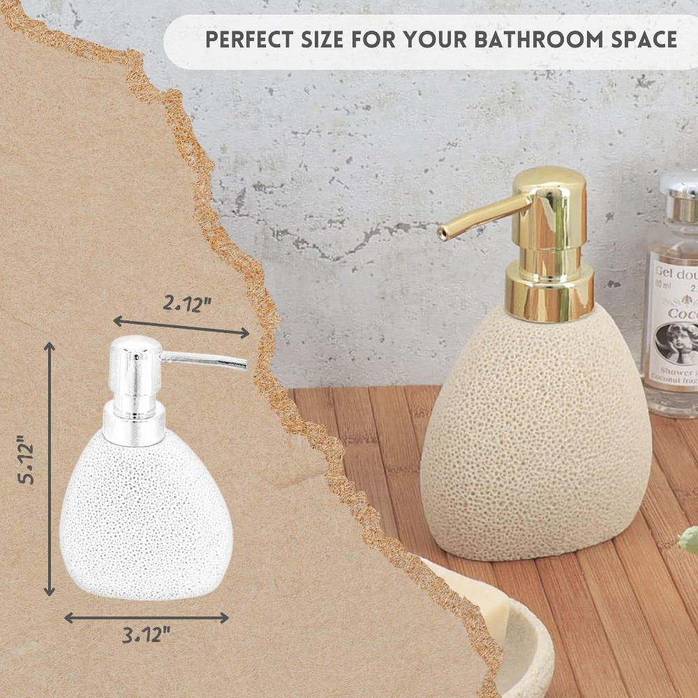 Evideco Luxurious Sea Sponge Inspired Hand Soap Dispenser – Elegant Container With Golden Pump For Liquid Soap 7 Fl Oz Bathroom Accessories Soap & Lotion Dispensers