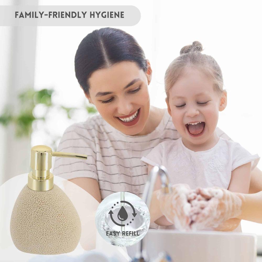 Evideco Luxurious Sea Sponge Inspired Hand Soap Dispenser – Elegant Container With Golden Pump For Liquid Soap 7 Fl Oz Bathroom Accessories Soap & Lotion Dispensers