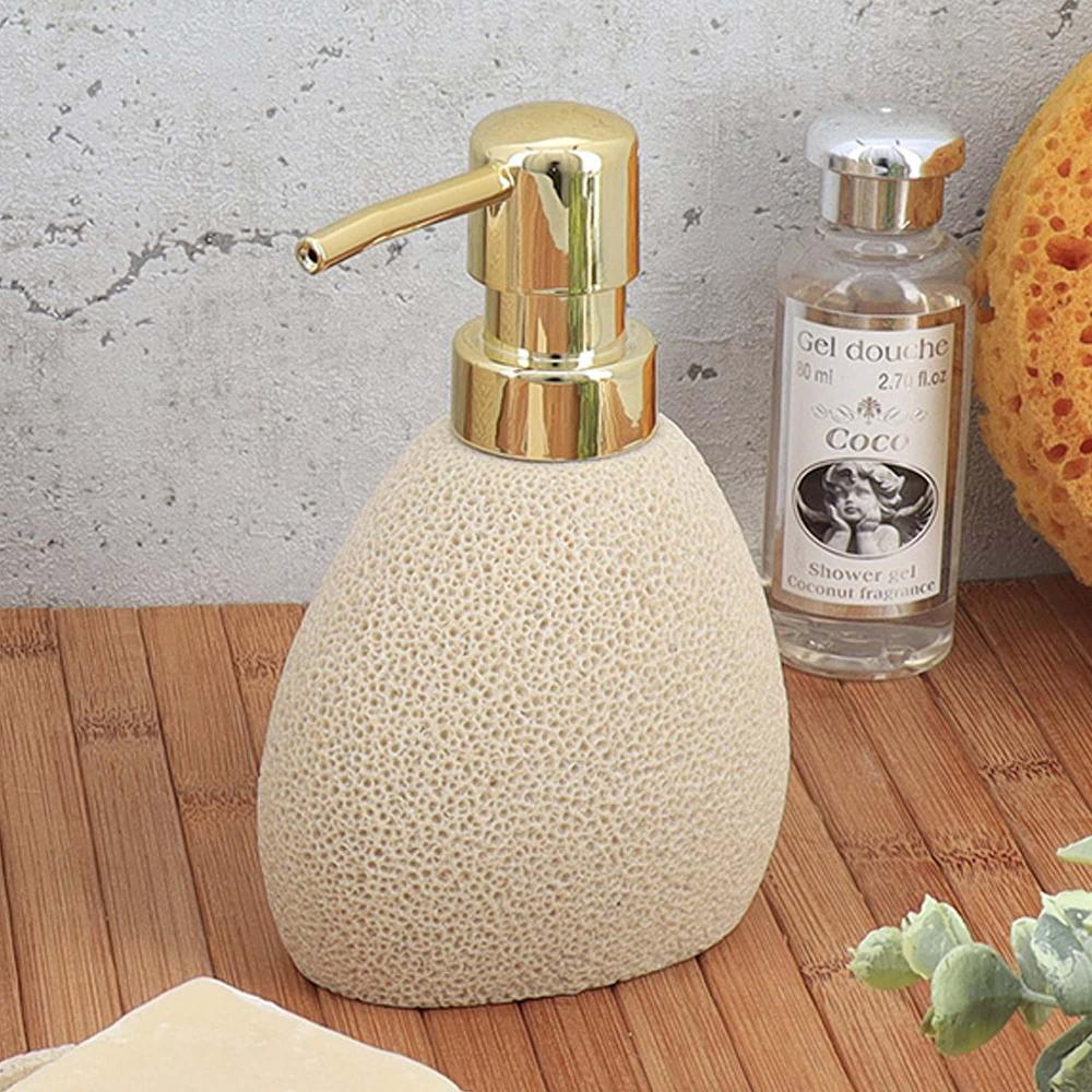 evideco Luxurious Sea Sponge Inspired Hand Soap Dispenser – Elegant Container with Golden Pump for Liquid Soap 7 fl oz Bathroom Accessories Soap & Lotion Dispensers