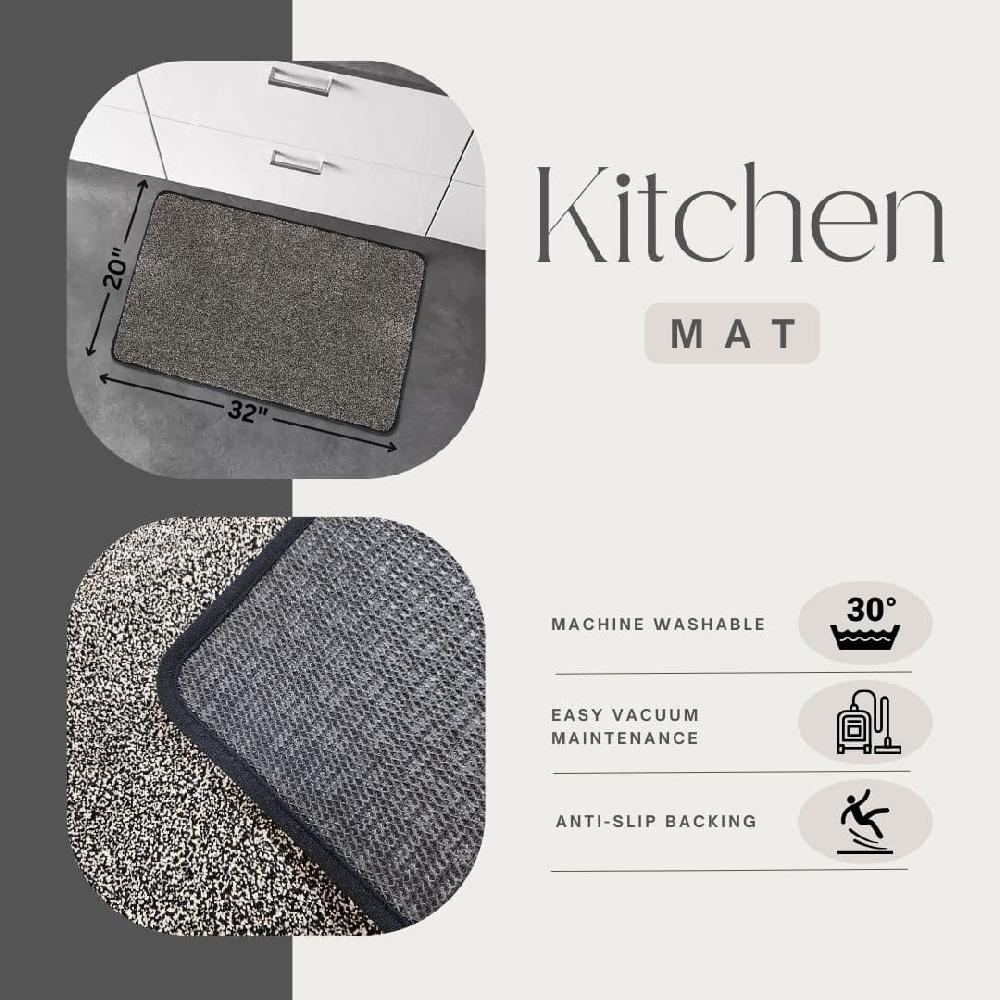 Evideco Luxurious Speckled Black And White Kitchen Mat – Ultra Absorbent Super Soft Comfort Anti-Slip Backing – 20×32 Inches Home Accessories Kitchen Mats