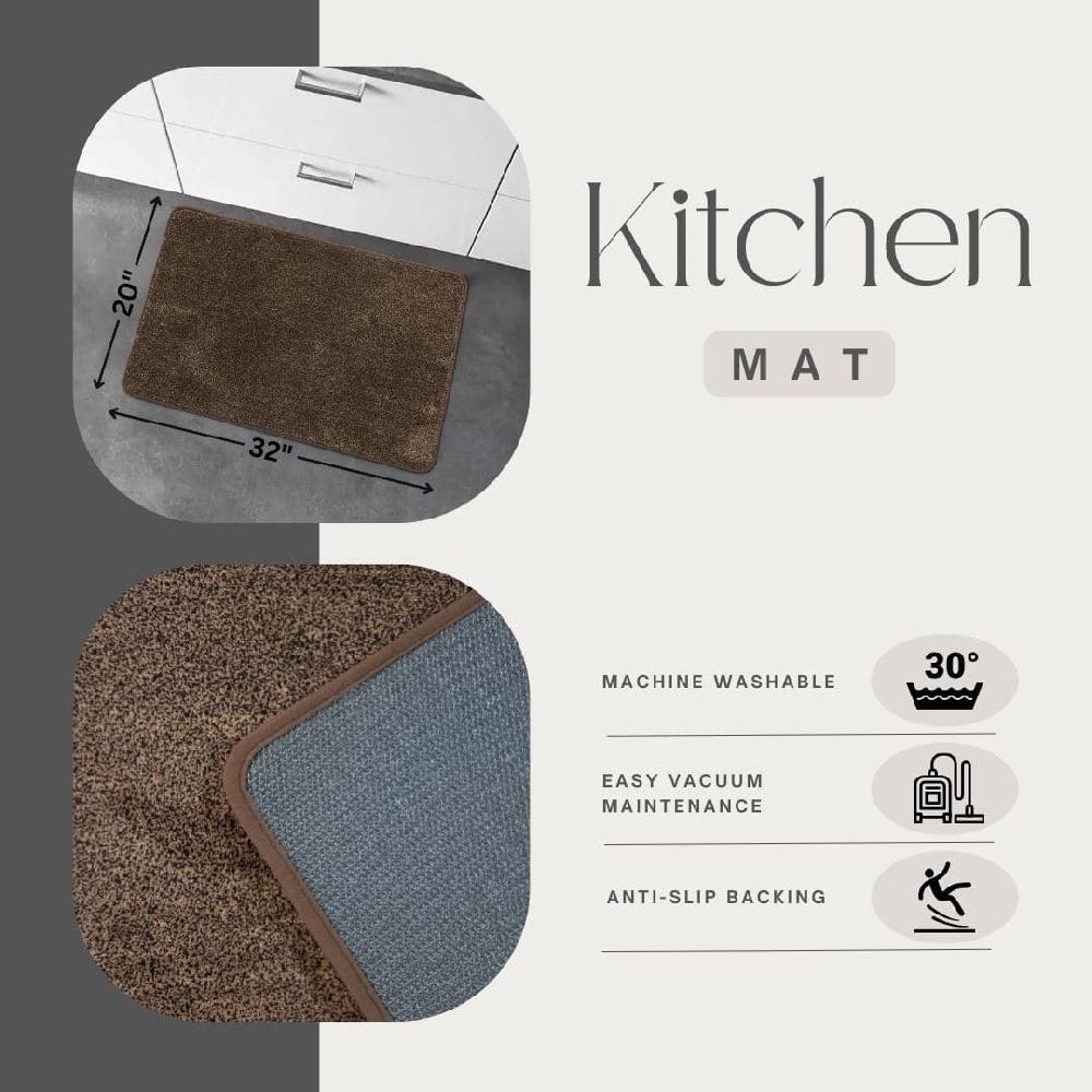 Evideco Luxurious Speckled Chocolate And Caramel Kitchen Mat – Ultra Absorbent Super Soft Comfort Anti-Slip Backing – 20×32 Inches Home Accessories Kitchen Mats
