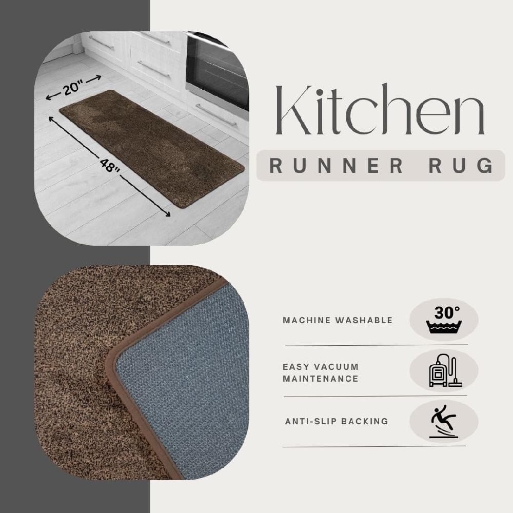Evideco Luxurious Speckled Chocolate And Caramel Kitchen Runner Rug – 20×48 Inches Super Absorbent & Soft Anti-Slip Backing Home Accessories Kitchen Mats