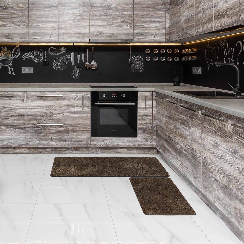 evideco Luxurious Speckled Chocolate and Caramel Kitchen Rug Set – 20×32 & 20×48 Inches Kitchen Mats Ultra Absorbent Super Soft Anti-Slip Backing Home Accessories Kitchen Mats