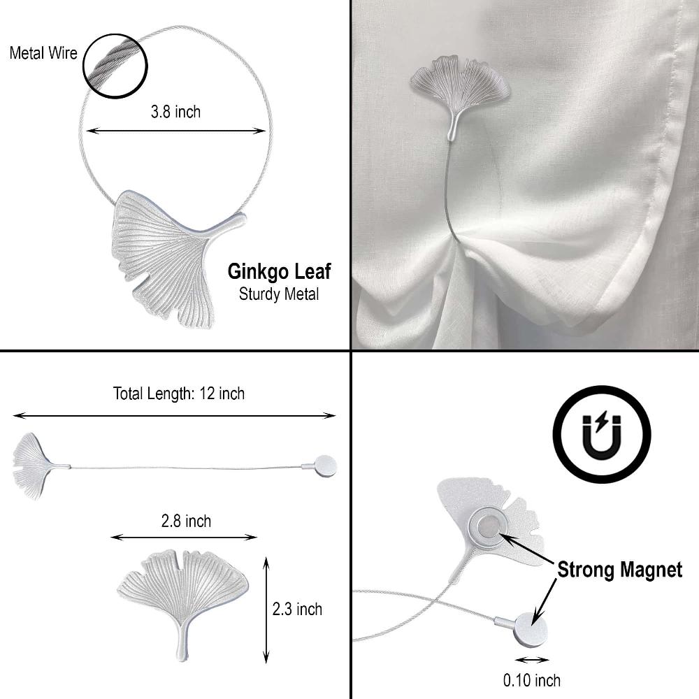 Evideco Magnetic Curtain Tieback With Silver Metal Ginkgo Leaf Design: Stylish Accessory For Curtains And Drapes Home Accessories Tie Backs & Magnets