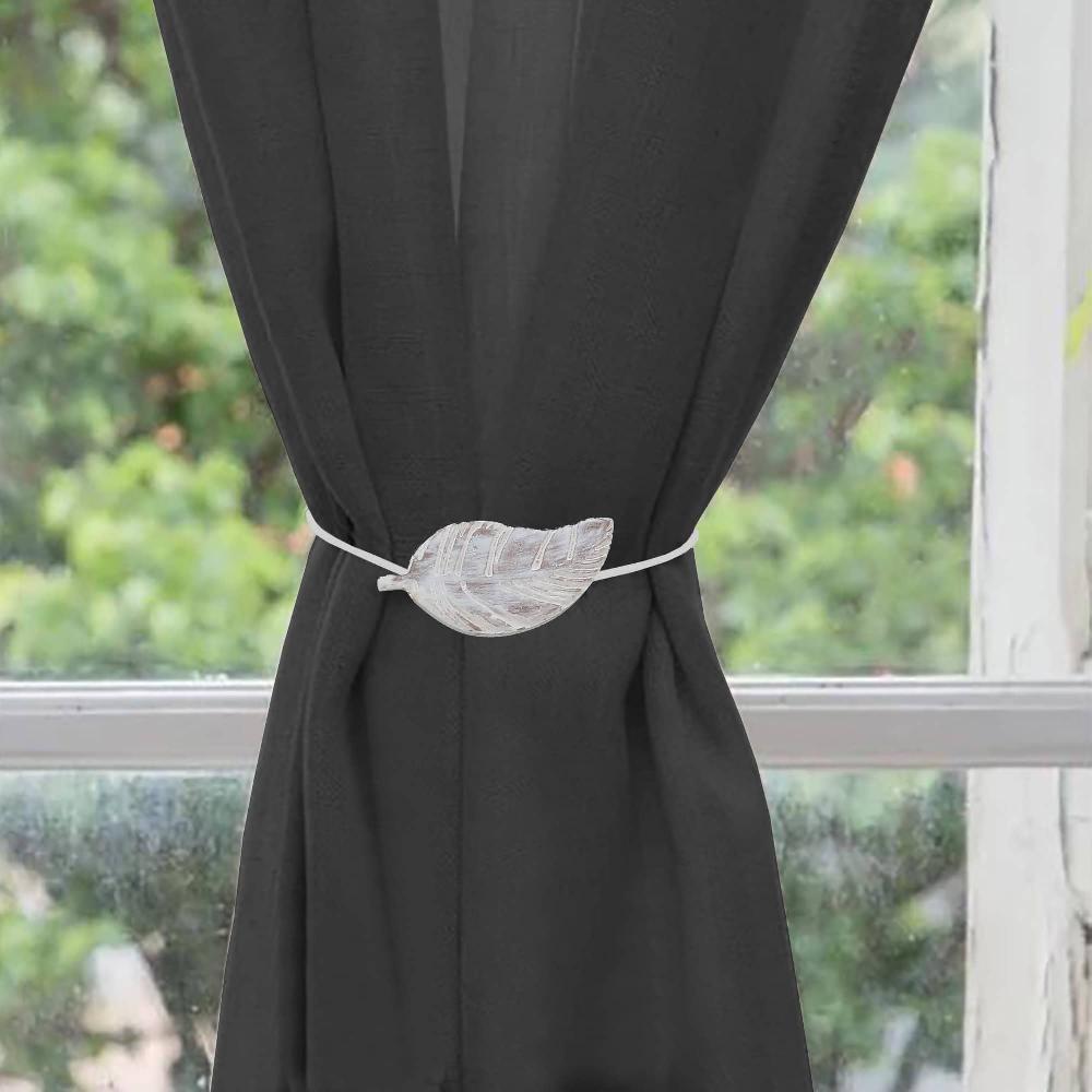 evideco Magnetic Wooden Leaf Curtain Tieback – White Home Accessories Tie Backs & Magnets Magnetic Tie Backs Small Tie Backs For Window Sheers