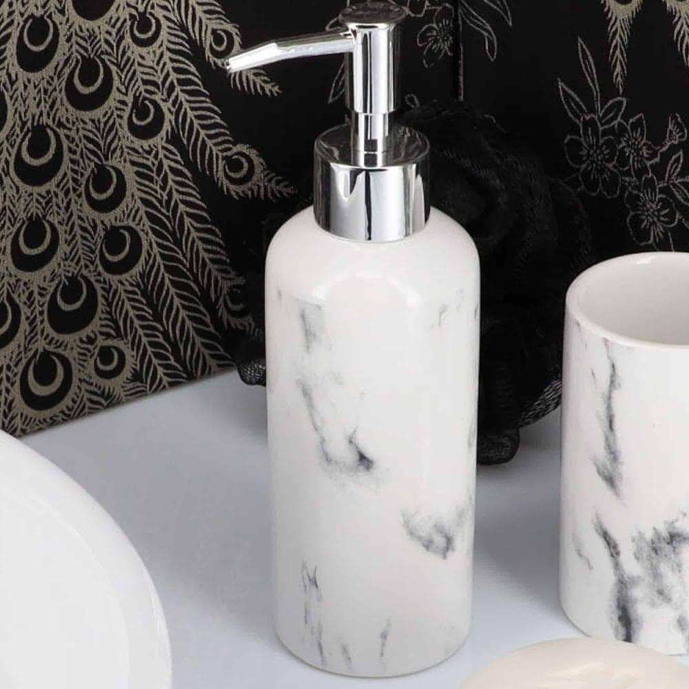 evideco Marble Effect Bath Hand Soap Dispenser or Lotion Dispenser 10 FL OZ Bathroom Accessories Soap & Lotion Dispensers