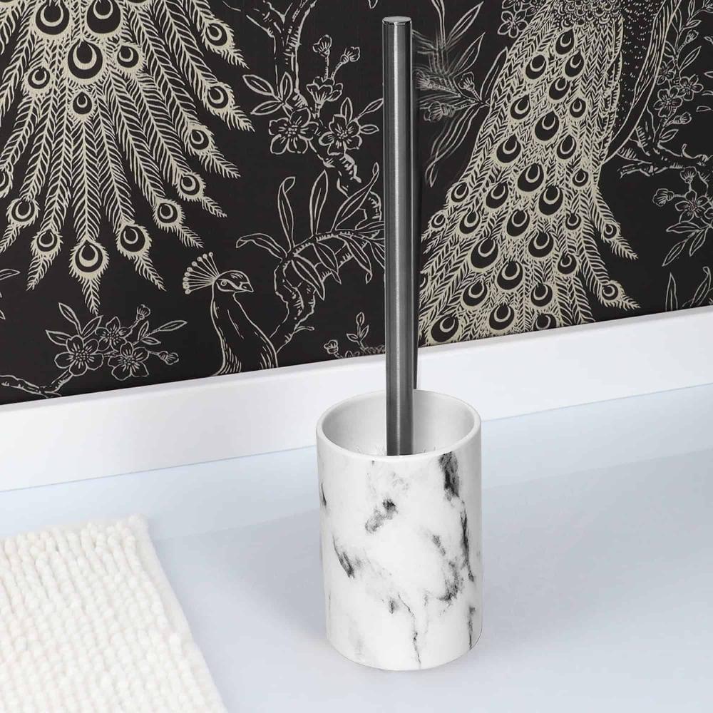evideco Marble Effect Freestanding Toilet Brush and Holder Set Toilet Seats & Accessories Toilet Brushes