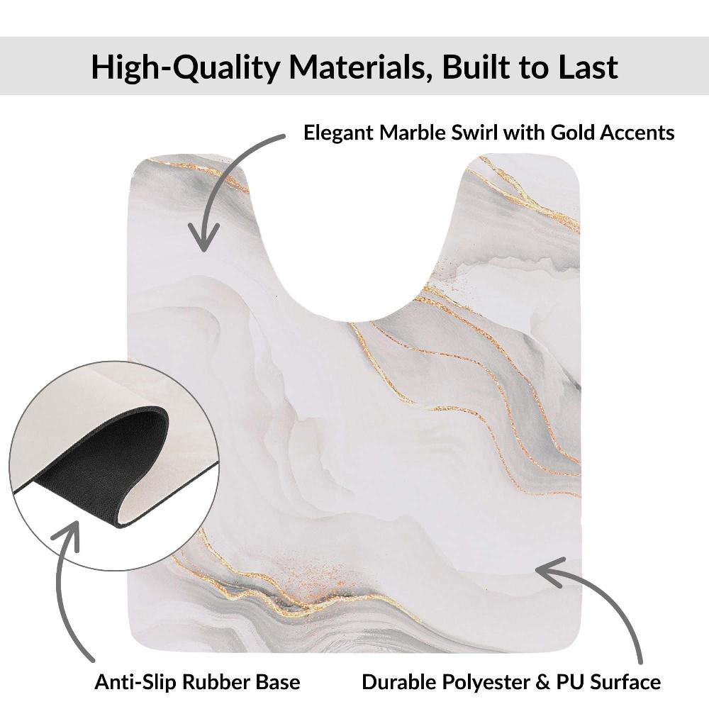 Evideco Marble Vein Contour Bath Mat 20×18 – Ultra Absorbent Quick Dry Rug With Anti-Slip Rubber Backing Bathroom Mats & Rugs Toilet Contour Rugs