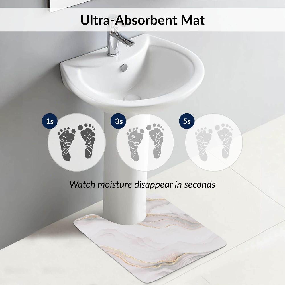 Evideco Marble Vein Contour Bath Mat 20×18 – Ultra Absorbent Quick Dry Rug With Anti-Slip Rubber Backing Bathroom Mats & Rugs Toilet Contour Rugs