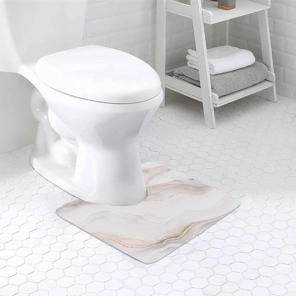 evideco Marble Vein Contour Bath Mat 20×18 – Ultra Absorbent Quick Dry Rug with Anti-Slip Rubber Backing Bathroom Mats & Rugs Toilet Contour Rugs