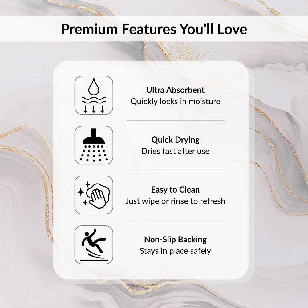 Evideco Marble Vein Runner Bath Mat 40×18 – Ultra Absorbent Quick Dry Rug With Anti-Slip Rubber Backing Bathroom Mats & Rugs Bath Mat Runners