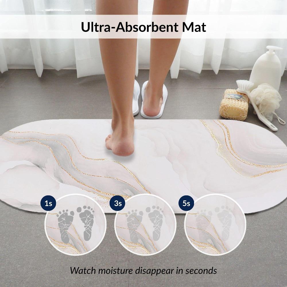 Evideco Marble Vein Runner Bath Mat 40×18 – Ultra Absorbent Quick Dry Rug With Anti-Slip Rubber Backing Bathroom Mats & Rugs Bath Mat Runners