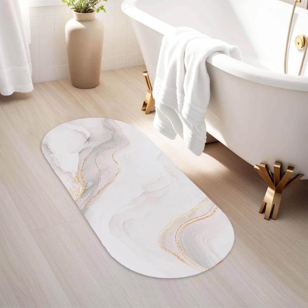 evideco Marble Vein Runner Bath Mat 40×18 – Ultra Absorbent Quick Dry Rug with Anti-Slip Rubber Backing Bathroom Mats & Rugs Bath Mat Runners