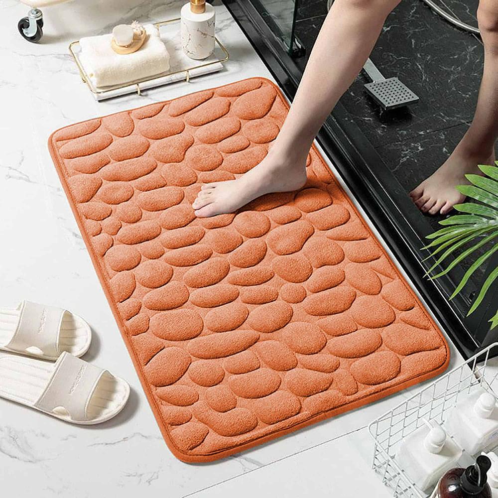 evideco Memory Foam Bath Mat Copper Pebble Design 32×20 Bathroom Mats & Rugs Bath Rugs