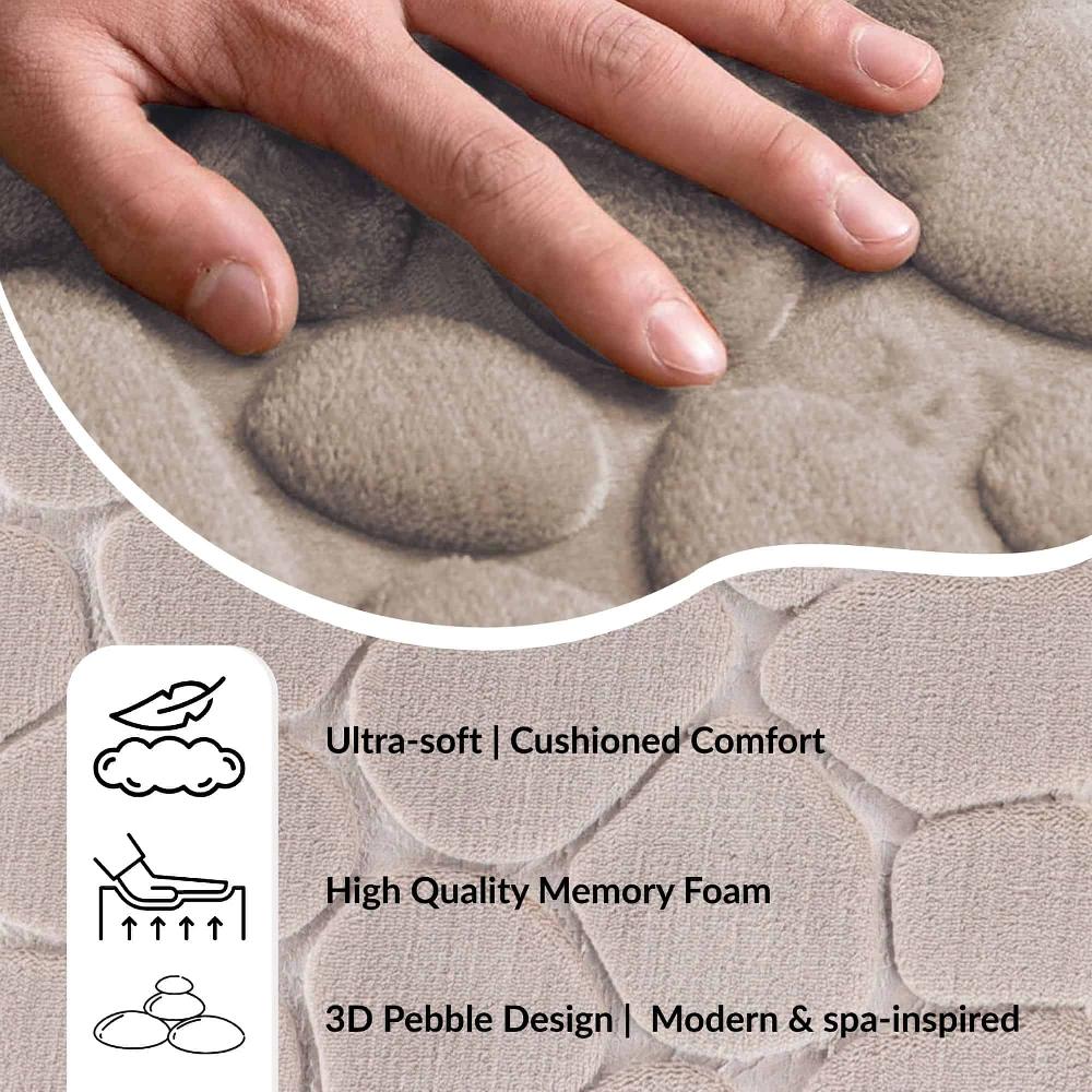 Evideco Memory Foam Bath Mat Taupe Pebble Design 32×20 Bathroom Mats & Rugs Bath Rugs