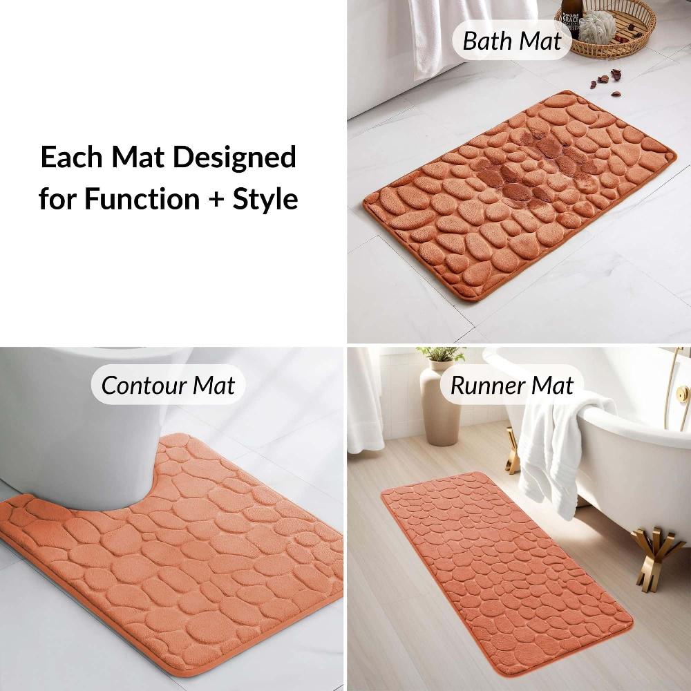 Evideco Memory Foam Bathroom Rugs Set 3 Piece Copper Bathroom Mats & Rugs Bath Rugs