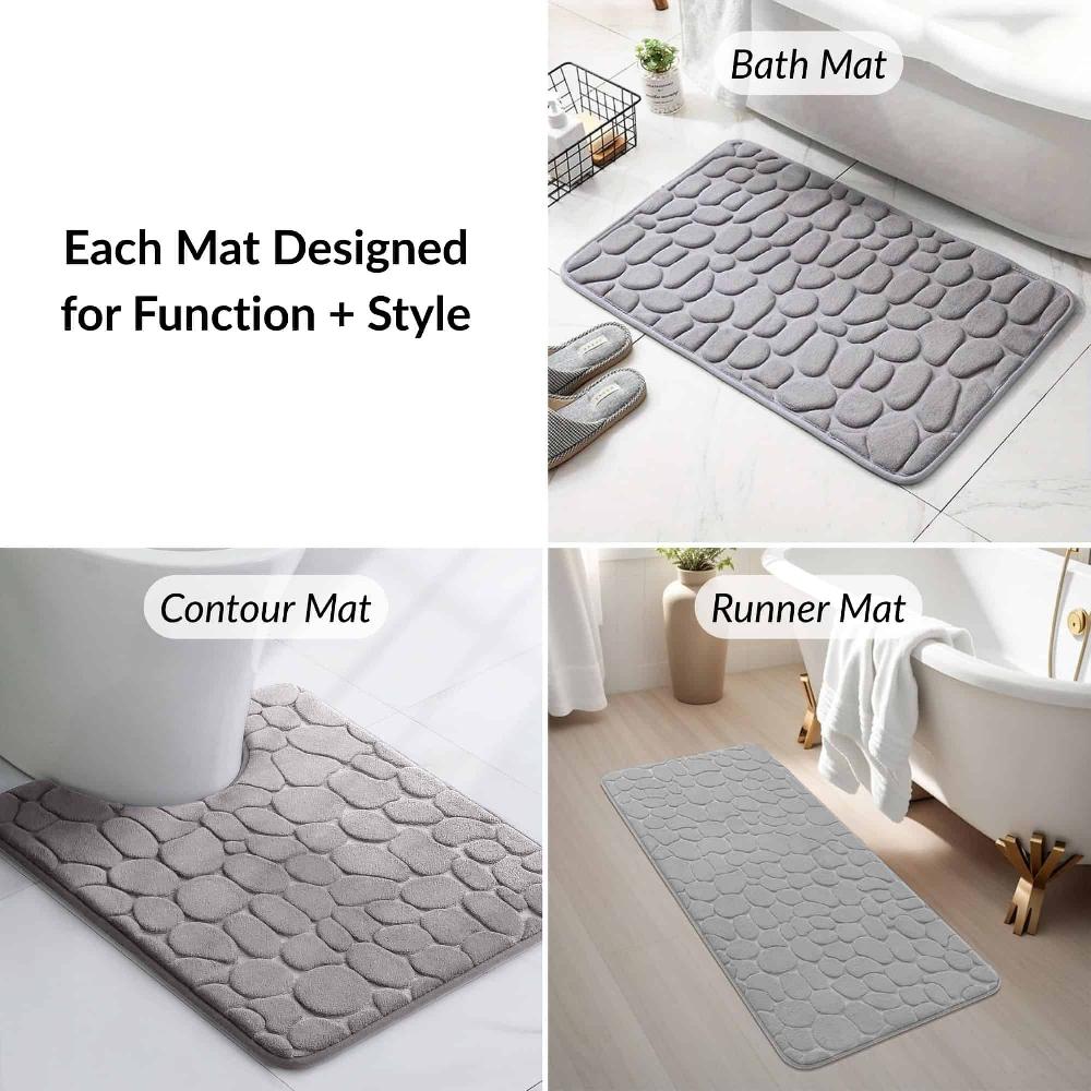 Evideco Memory Foam Bathroom Rugs Set 3 Piece Light Gray Bathroom Mats & Rugs Bath Rugs
