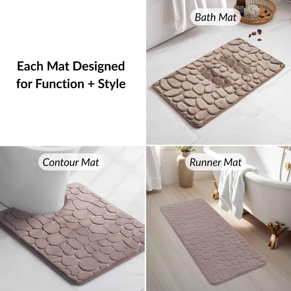 Evideco Memory Foam Bathroom Rugs Set 3 Piece Taupe Bathroom Mats & Rugs Bath Rugs