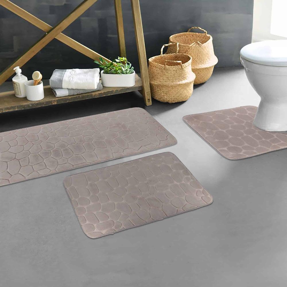 evideco Memory Foam Bathroom Rugs Set 3 Piece Taupe Bathroom Mats & Rugs Bath Rugs