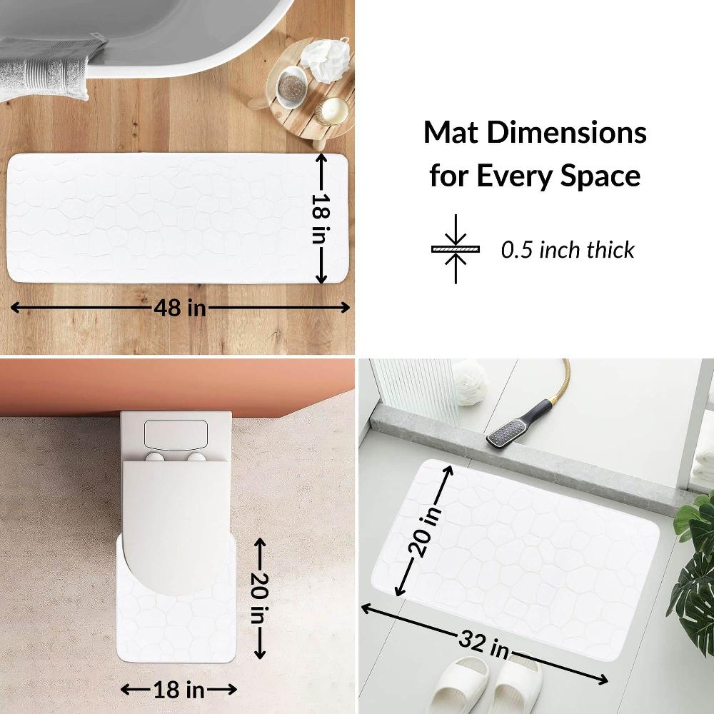 Evideco Memory Foam Bathroom Rugs Set 3 Piece White Bathroom Mats & Rugs Bath Rugs