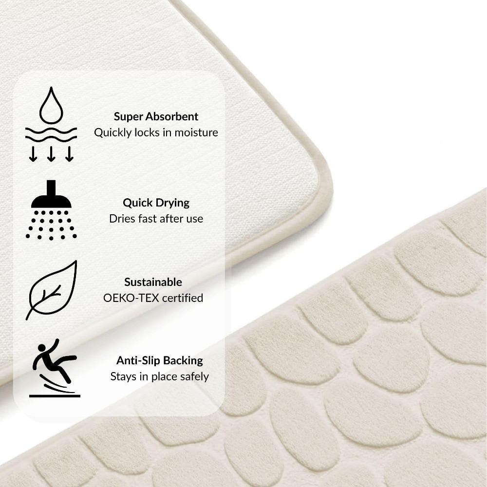 Evideco Memory Foam Contour Bath Mat Beige Pebble Design 18×20 Bathroom Mats & Rugs Toilet Contour Rugs