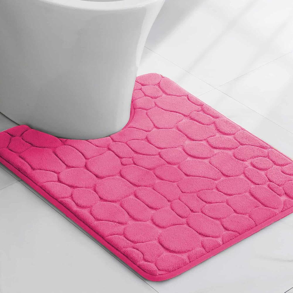 Evideco Memory Foam Contour Bath Mat Pink Pebble Design 18×20 Bathroom Mats & Rugs Toilet Contour Rugs