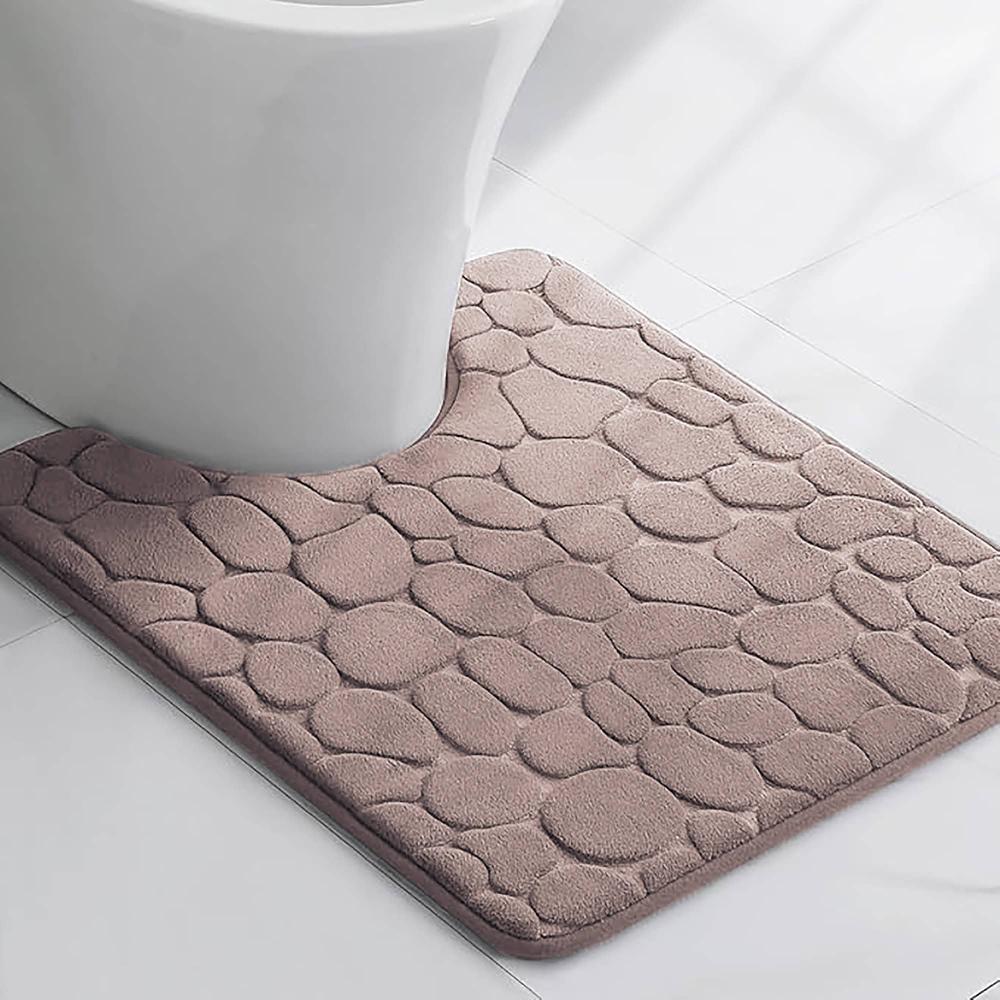 evideco Memory Foam Contour Bath Mat Taupe Pebble Design 18×20 Bathroom Mats & Rugs Toilet Contour Rugs