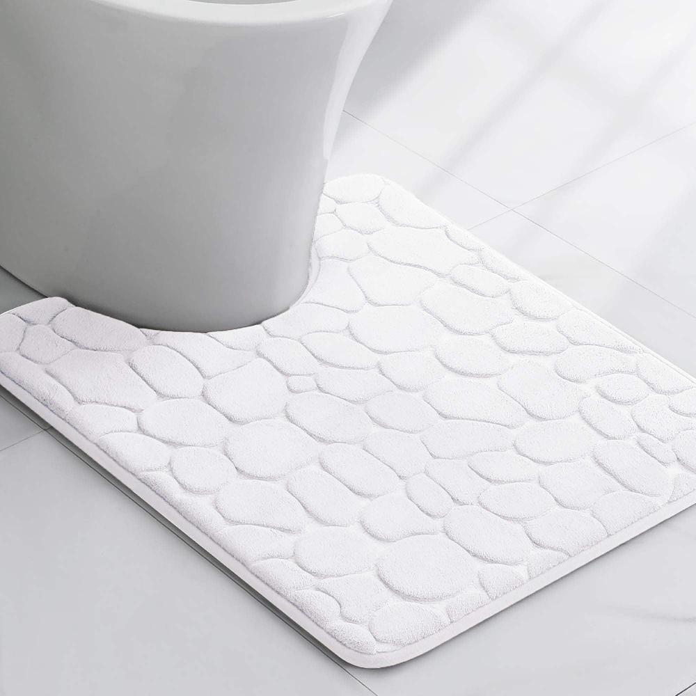 evideco Memory Foam Contour Bath Mat White Pebble Design 18×20 Bathroom Mats & Rugs Toilet Contour Rugs