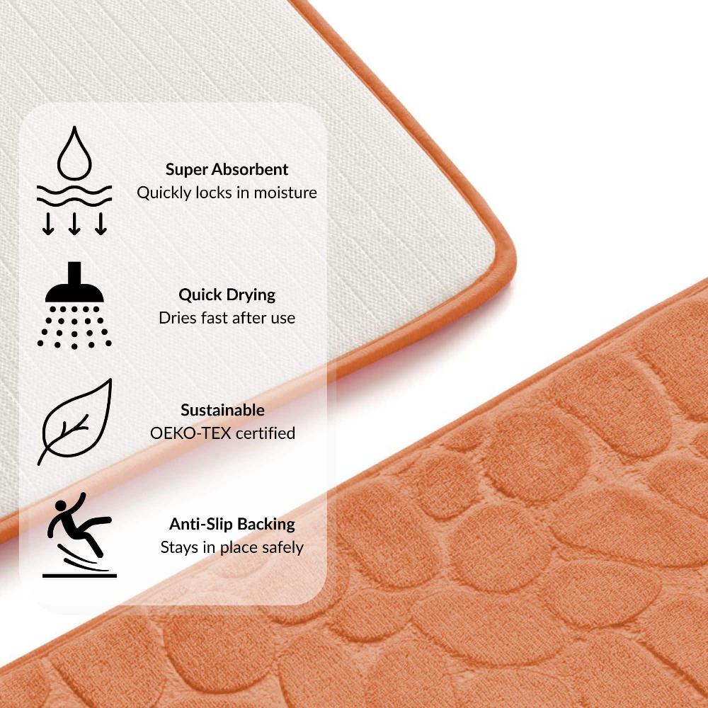Evideco Memory Foam Runner Bath Mat Copper Pebble Design 48×18 Bathroom Mats & Rugs Bath Mat Runners